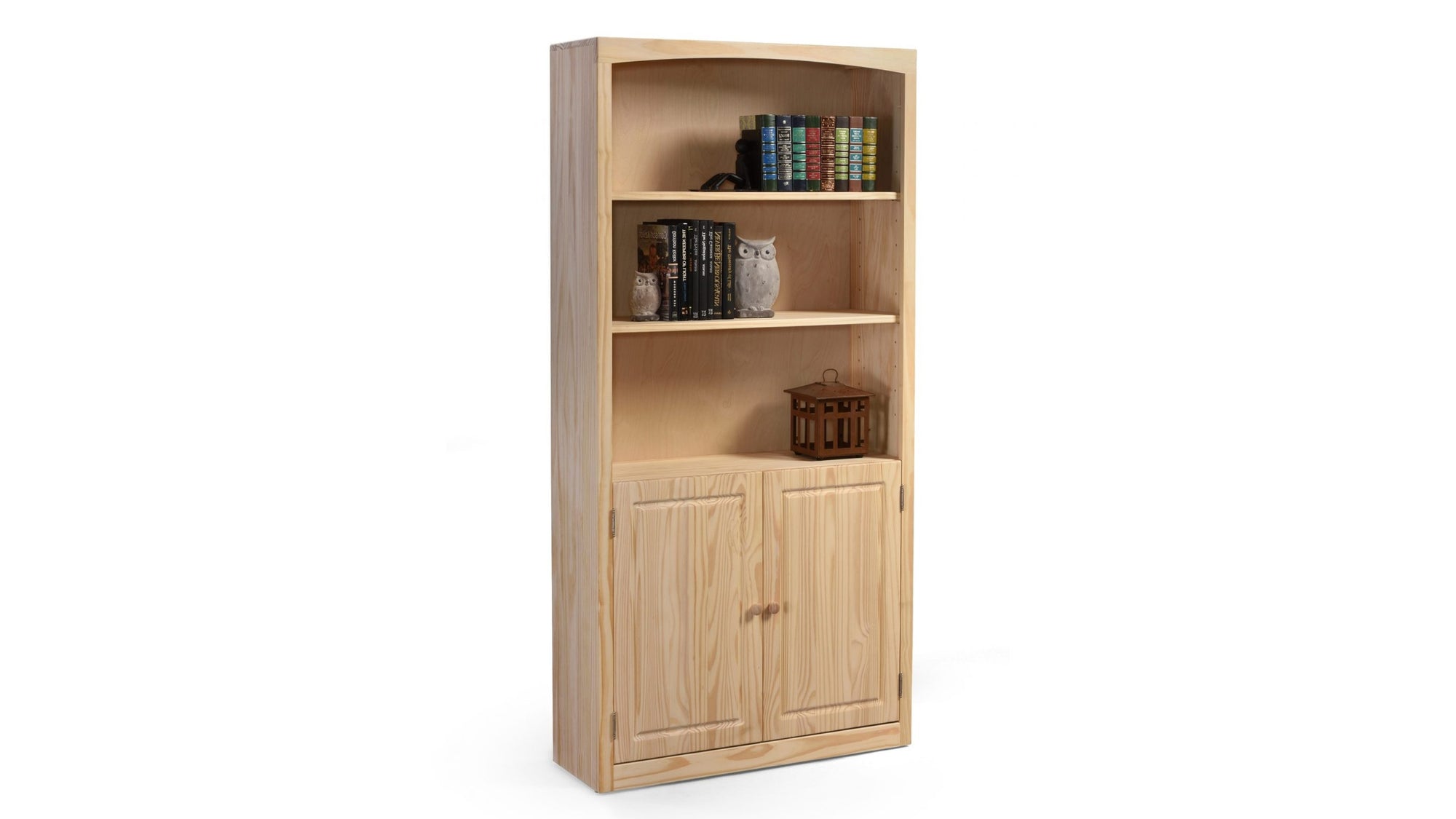 36" x 72" Pine Bookcase w/ Doors