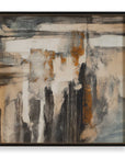 Landslide - Framed Abstract Print - Black / Brass / Gold / Gray / Orange / White / Yellow