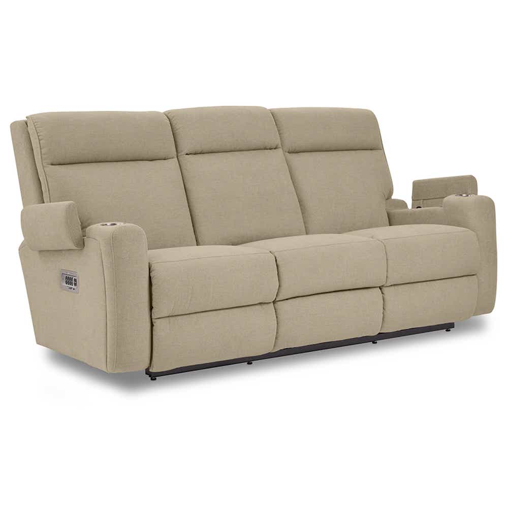 A86 Ovation Audio Motion Power Wall Reclining Sofa w/ Headrest, Lumbar &amp; Drop Down Table