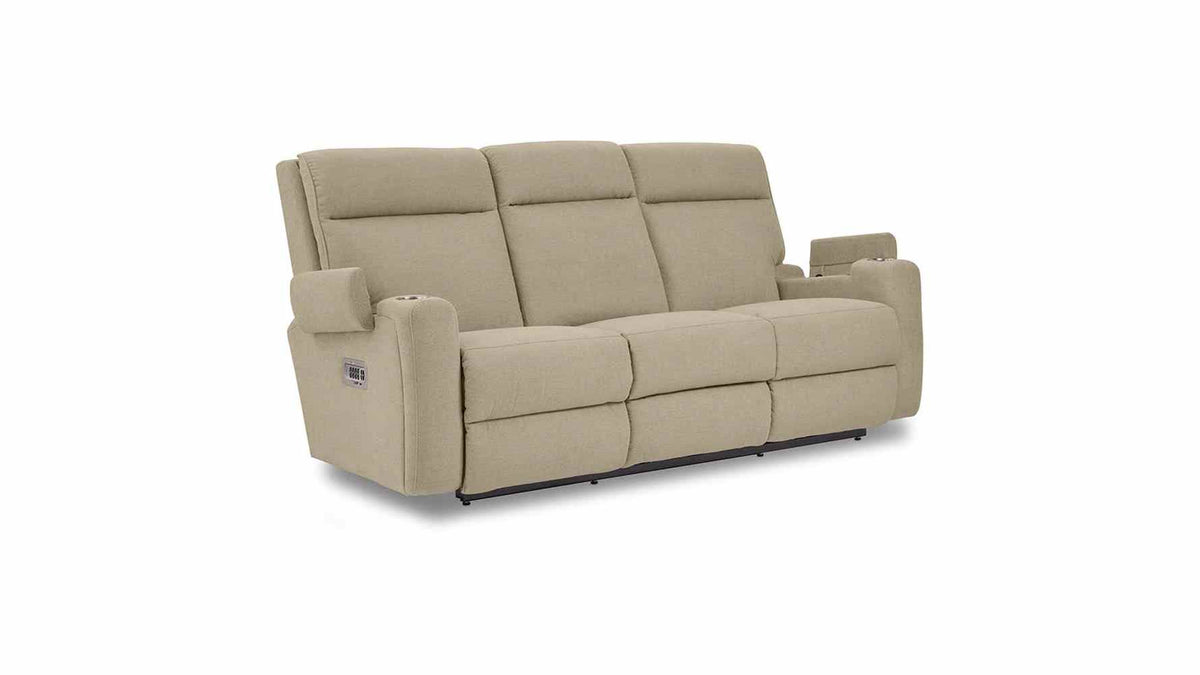 A86 Ovation Audio Motion Power Wall Reclining Sofa w/ Headrest, Lumbar &amp; Drop Down Table