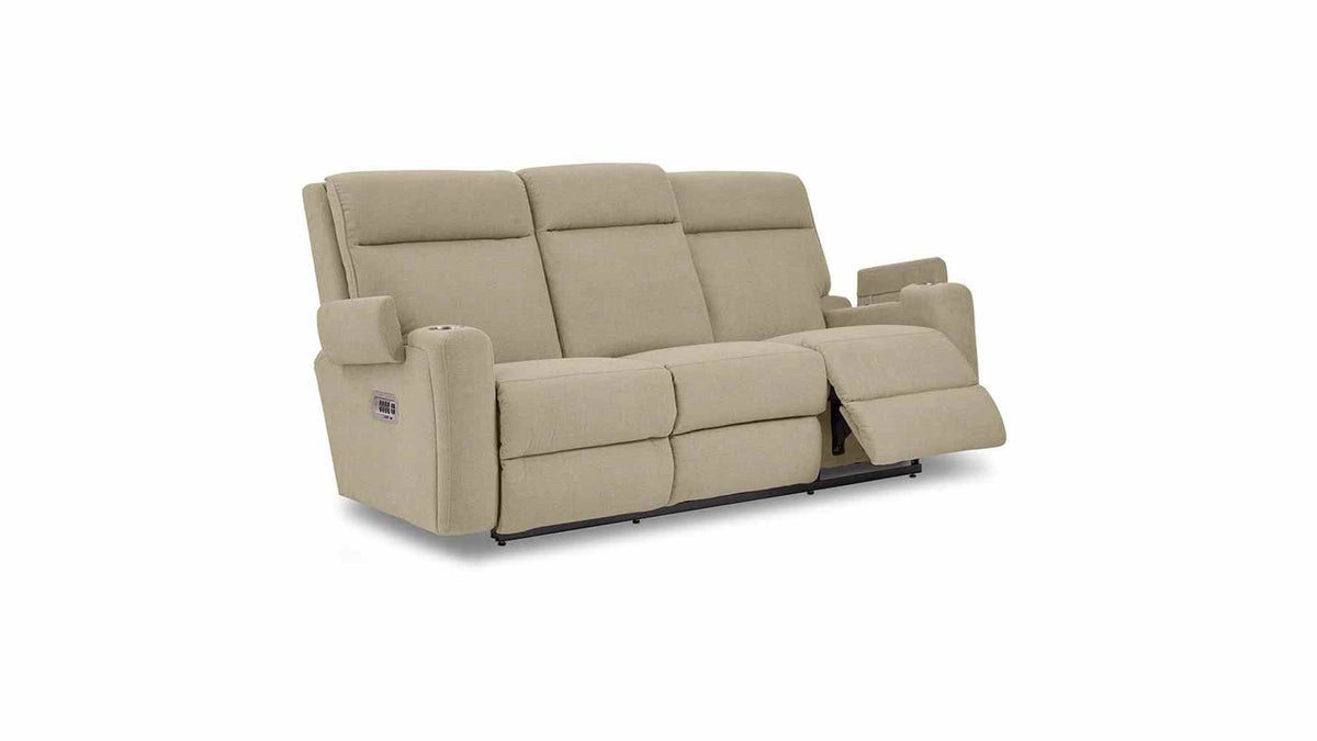 A86 Ovation Audio Motion Power Wall Reclining Sofa w/ Headrest, Lumbar &amp; Drop Down Table