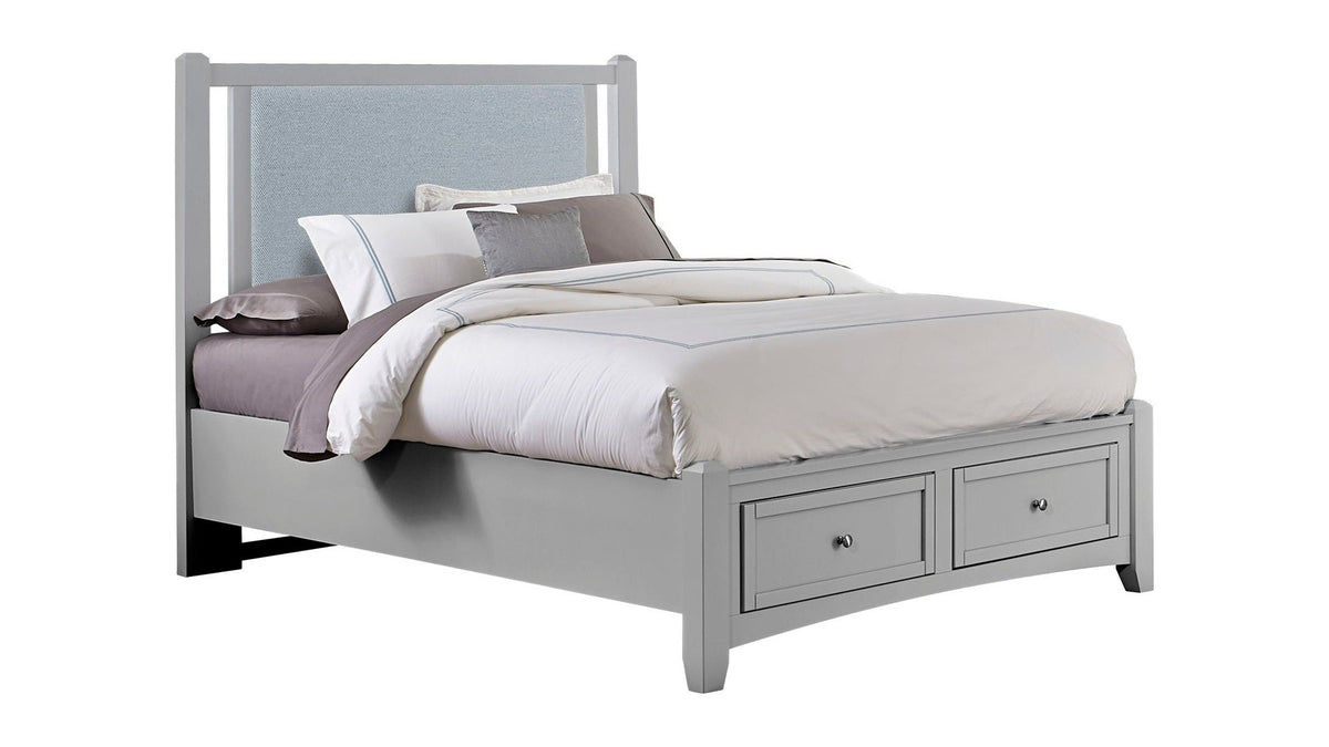 Bonanza - Ocean Blue Linen Upholstered Bed With Storage Footboard