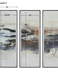 Graphite - Horizon Framed Prints (Set of 3) - Light Gray
