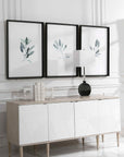 Simple Sage - Watercolor Prints (Set of 3) - White