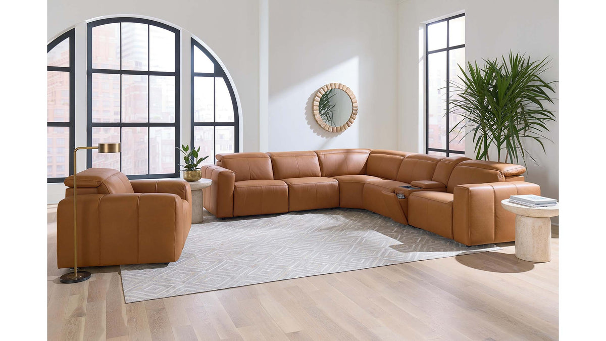Airy Leather Power Reclining Sectional