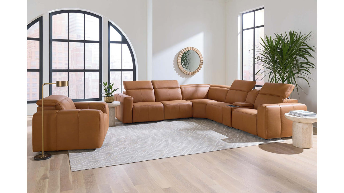 Airy Leather Power Reclining Sectional