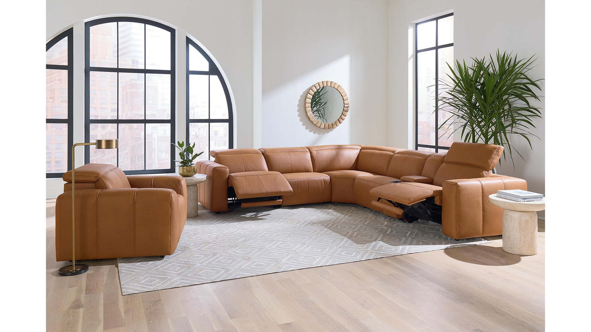 Airy Leather Power Reclining Sectional