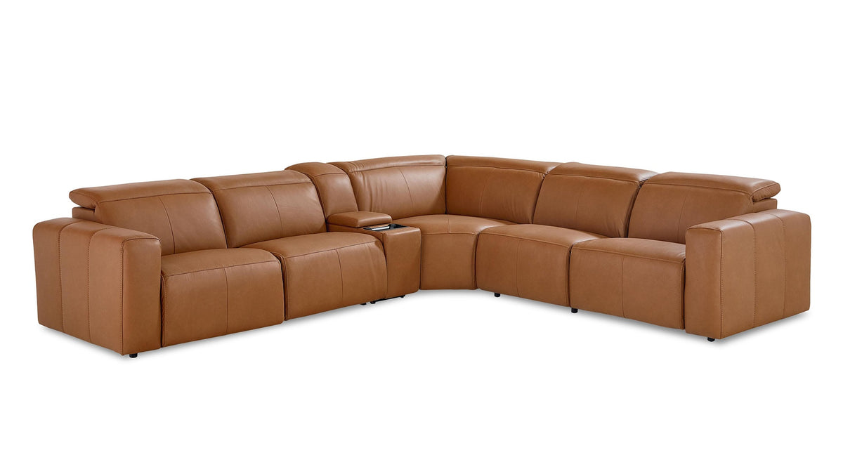 Airy Leather Power Reclining Sectional