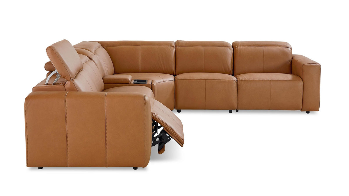 Airy Leather Power Reclining Sectional