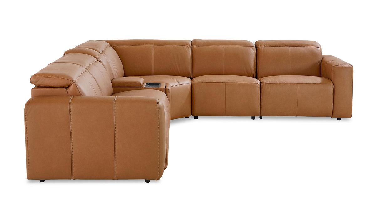 Airy Leather Power Reclining Sectional