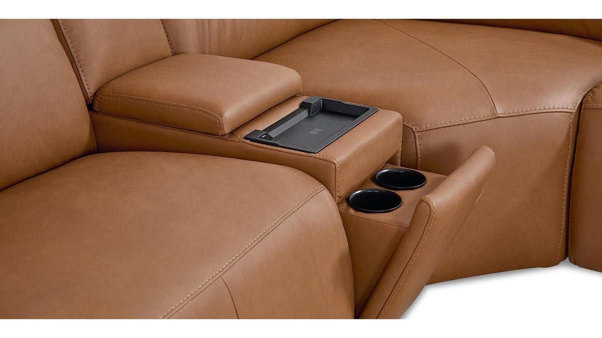 Airy Leather Power Reclining Sectional