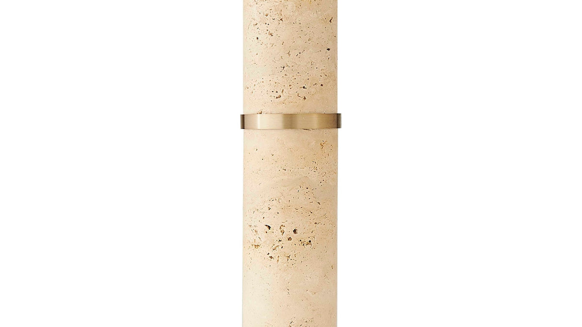 Verlaine - Travertine Floor Lamp - Brass,Gold