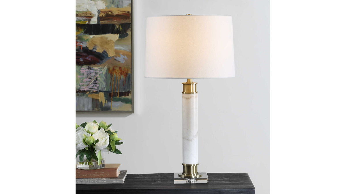 Plinth - White Marble Table Lamp