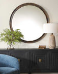Auger - Amber Glass Round Mirror - Bronze