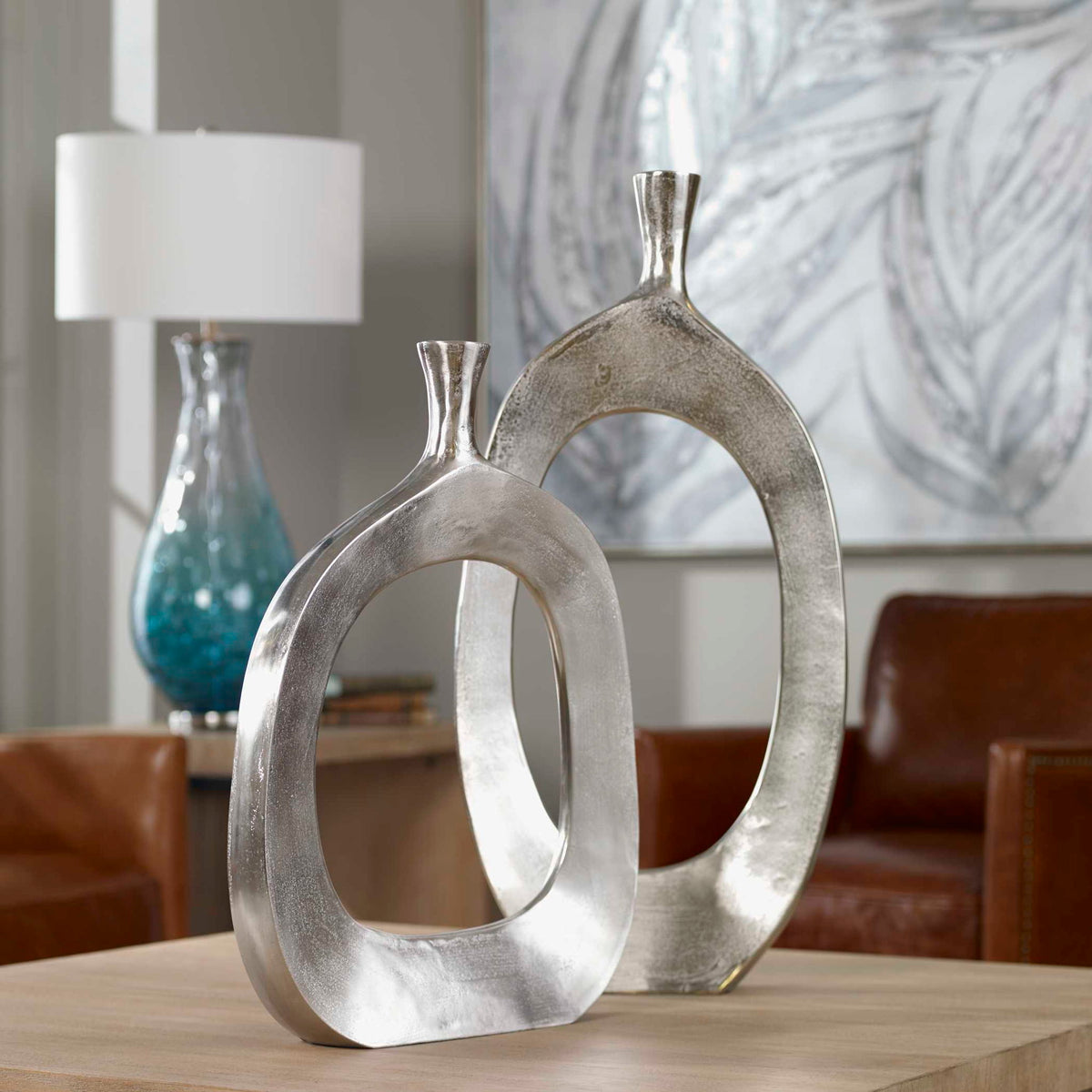 Cierra - Aluminum Vases (Set of 2) - Silver