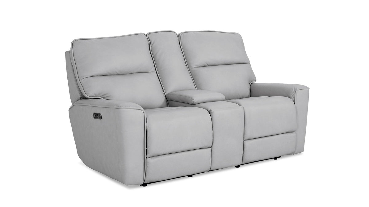 Kenneth Leather Power Reclining Loveseat with Center Console