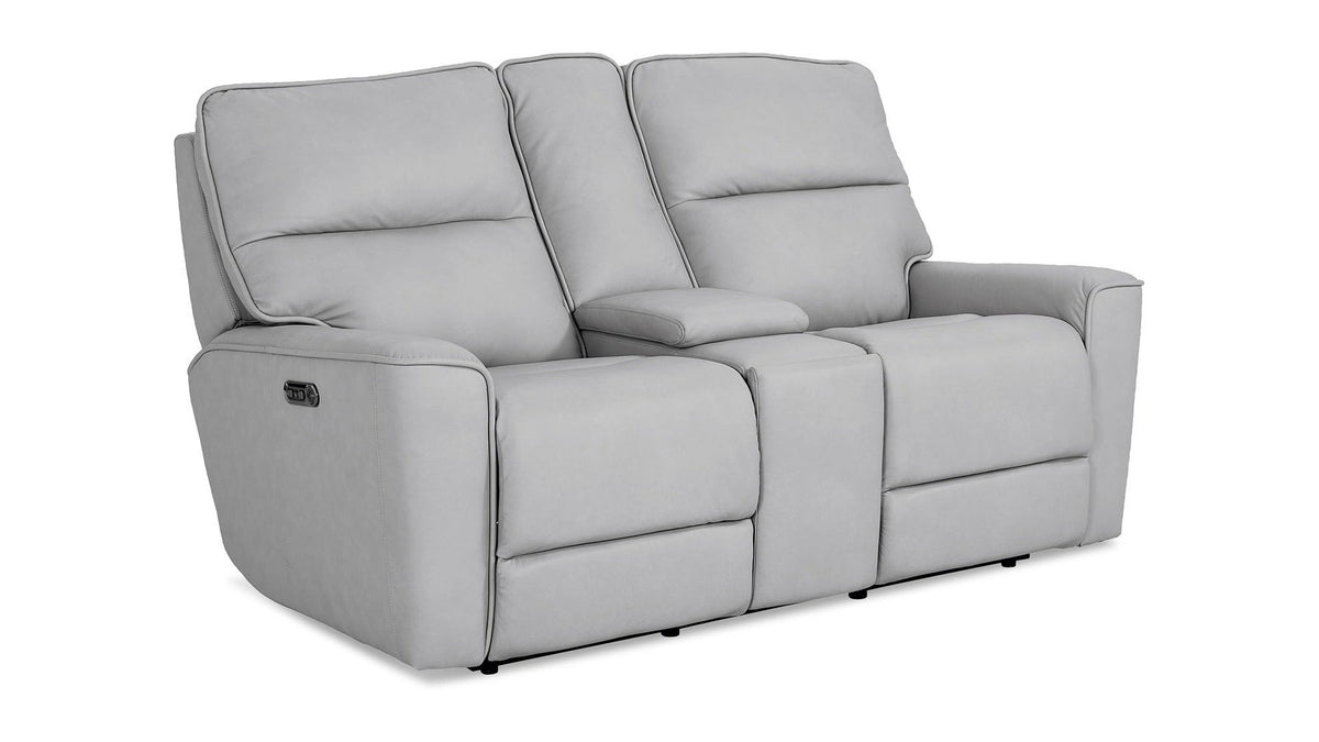 Kenneth Leather Power Reclining Loveseat with Center Console