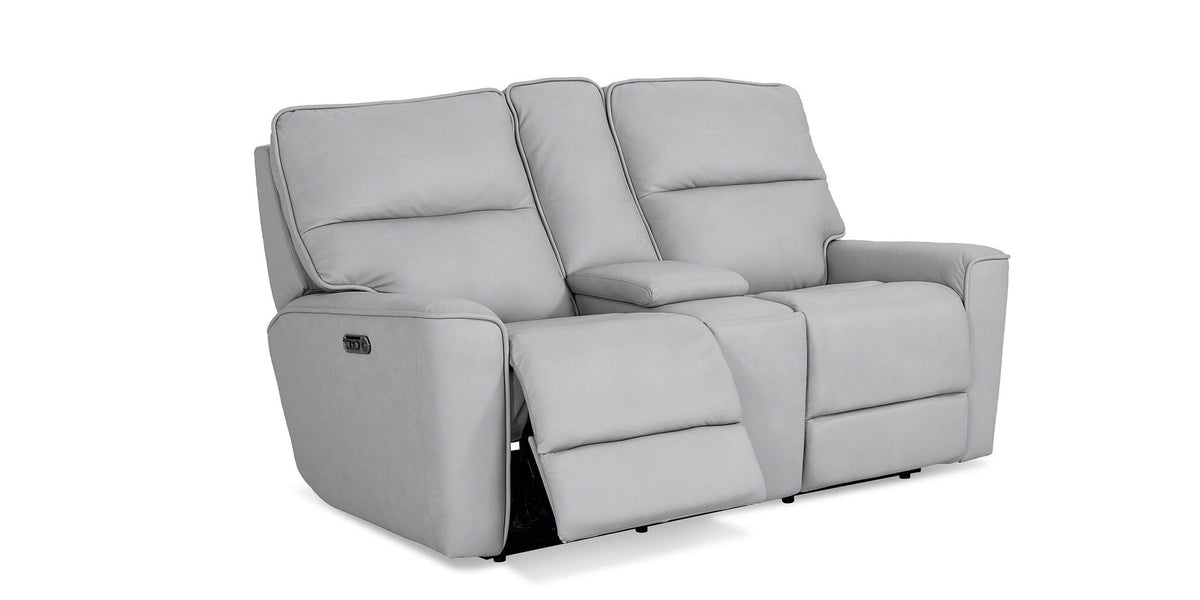 Kenneth Leather Power Reclining Loveseat with Center Console