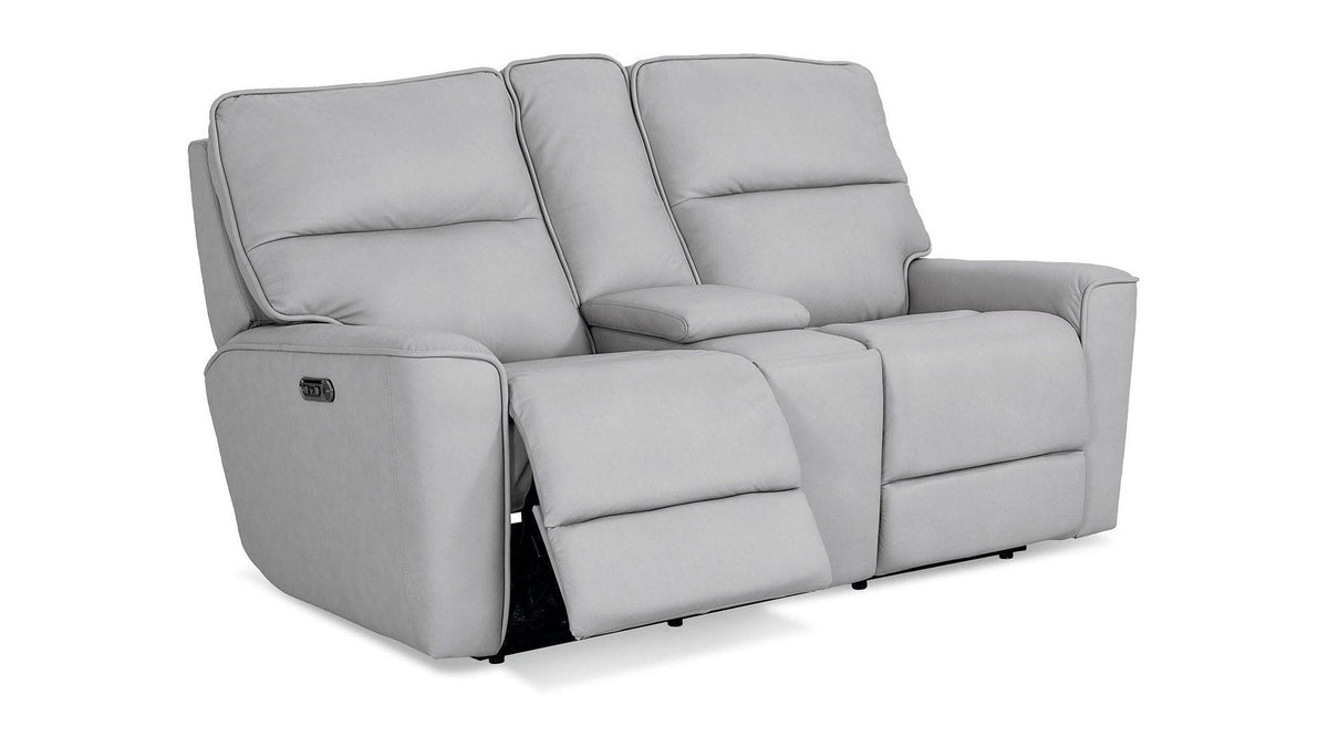 Kenneth Leather Power Reclining Loveseat with Center Console