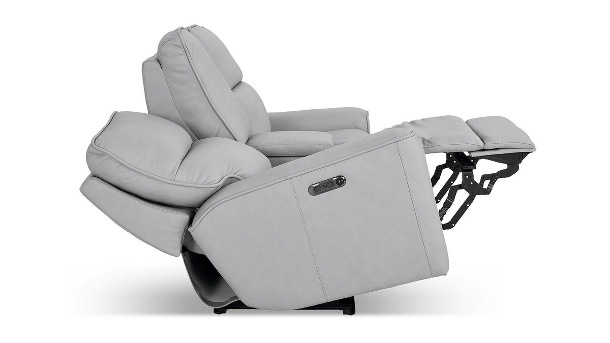 Kenneth Leather Power Reclining Loveseat with Center Console