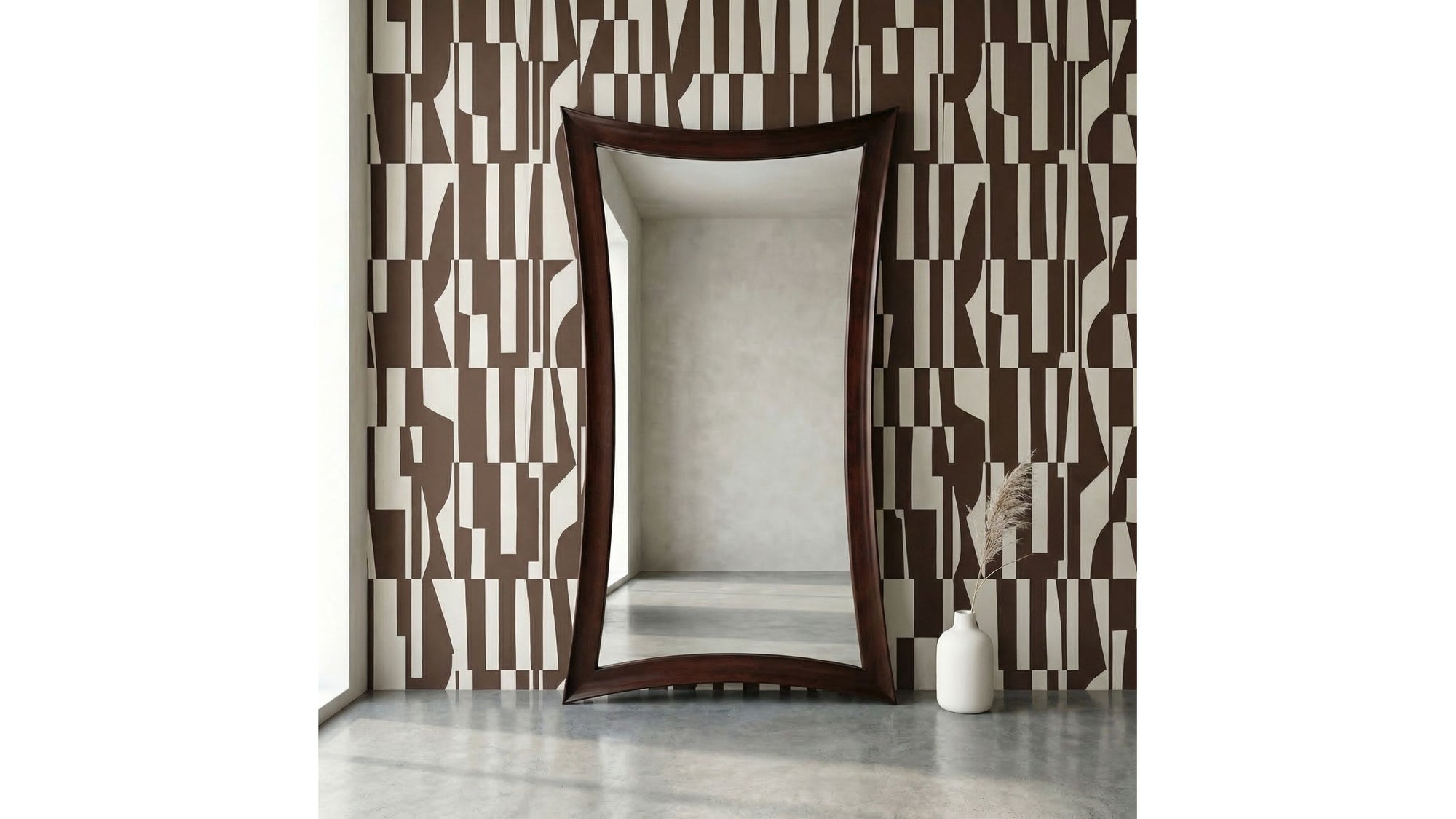 Hour Glass - Floor Mirror - Brown