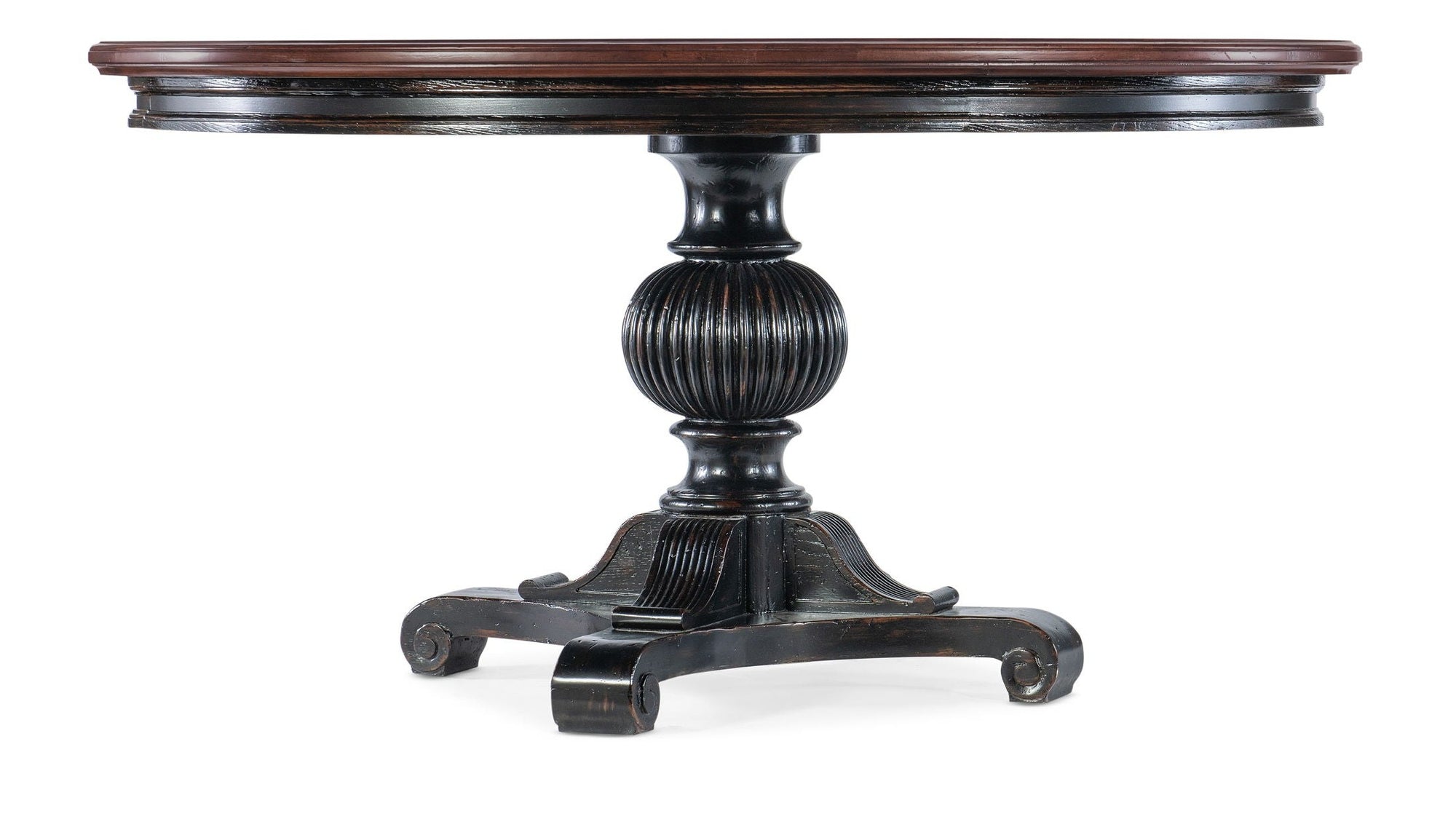 Charleston - Round Pedestal Dining Table With 1-20" leaf - Dark Brown