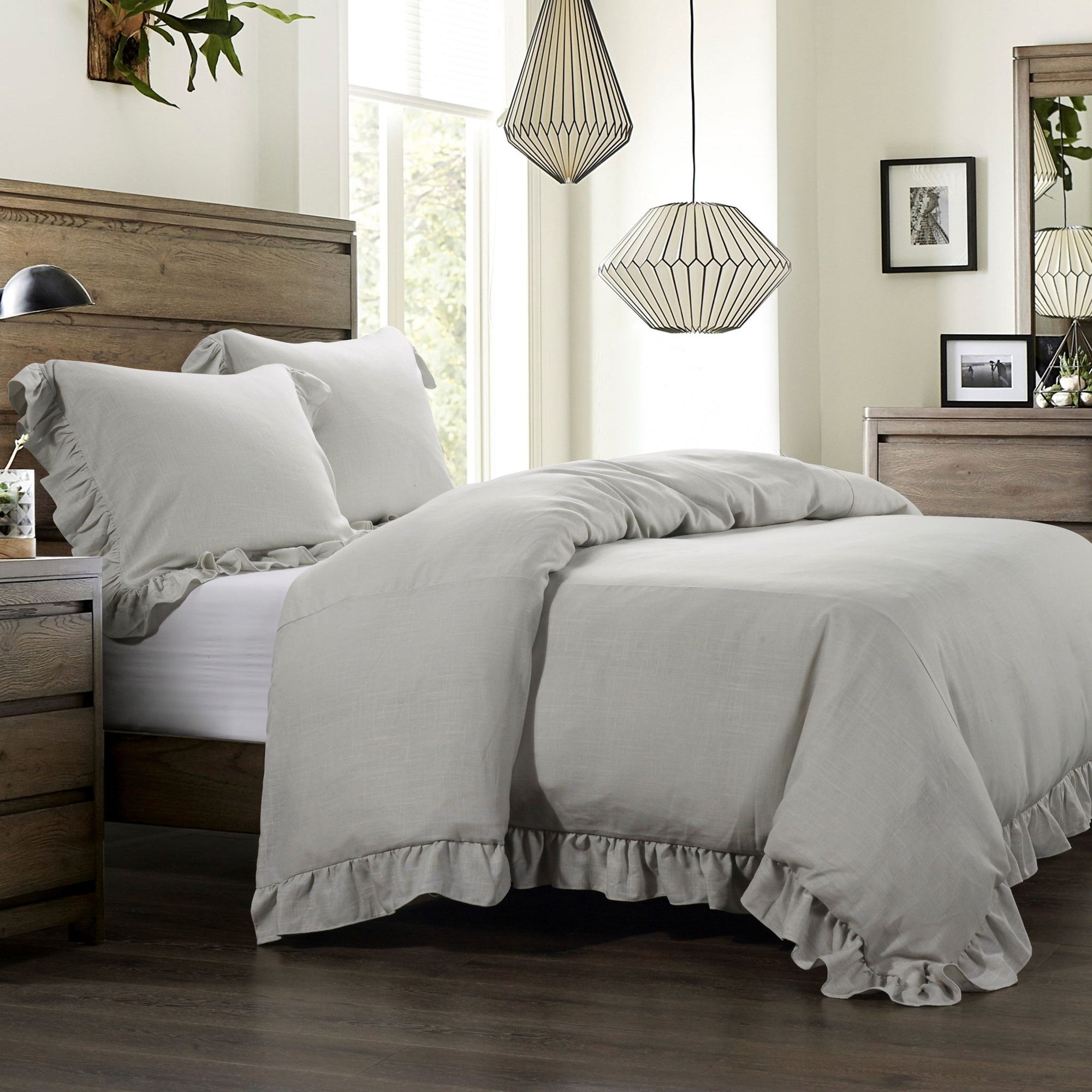 Lily - King Washed Linen Duvet Cover - Light Gray