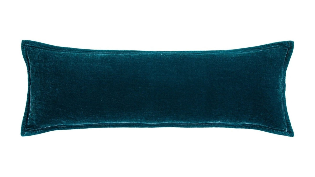 Stella - Faux Silk Velvet Long Lumbar Pillow - Teal