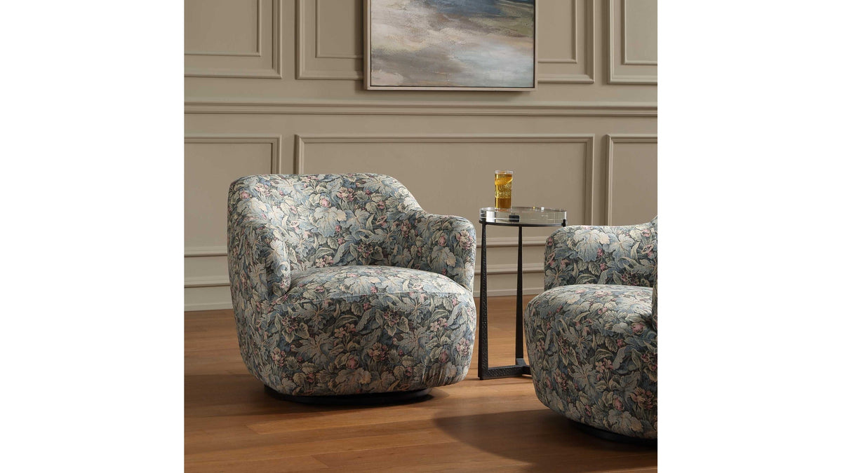 Ansel - Tapestry Swivel Chair - Green