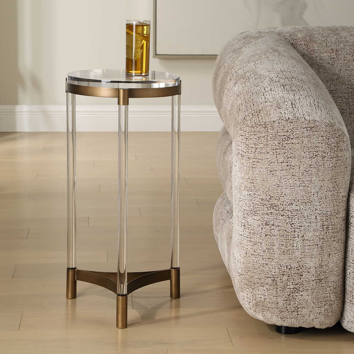 Pereira - Round Acrylic Accent Table - Bronze