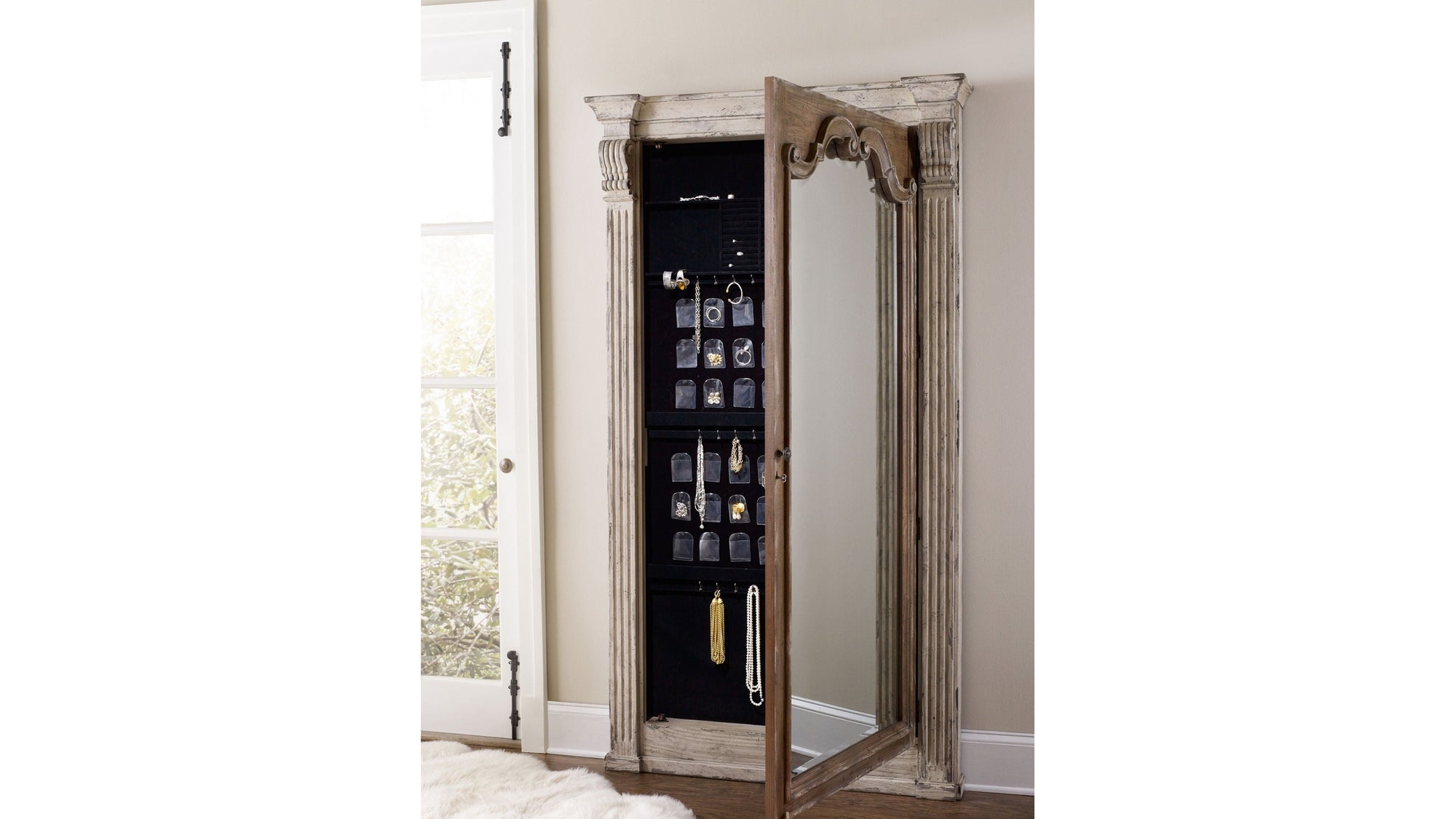 Chatelet - Floor Mirror With Jewelry Armoire Storage - Paris Vintage
