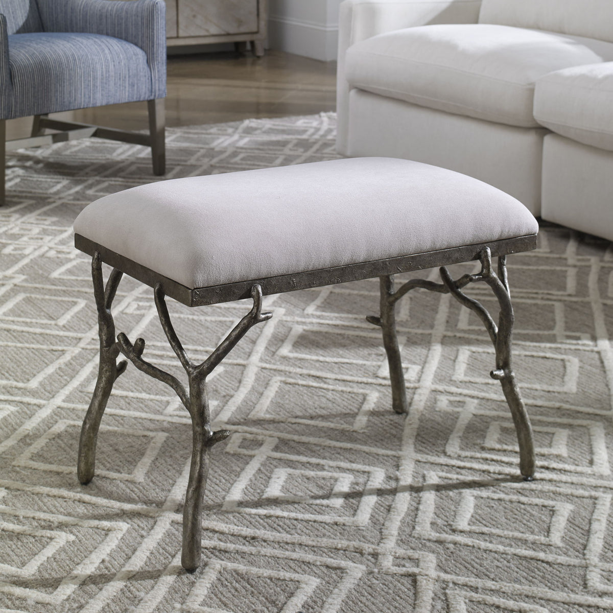 Lismore - Small Fabric Bench - Beige