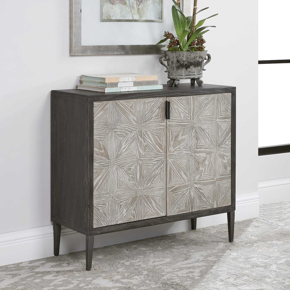 Laurentia - 2 Door Accent Cabinet - Black &amp; Silver