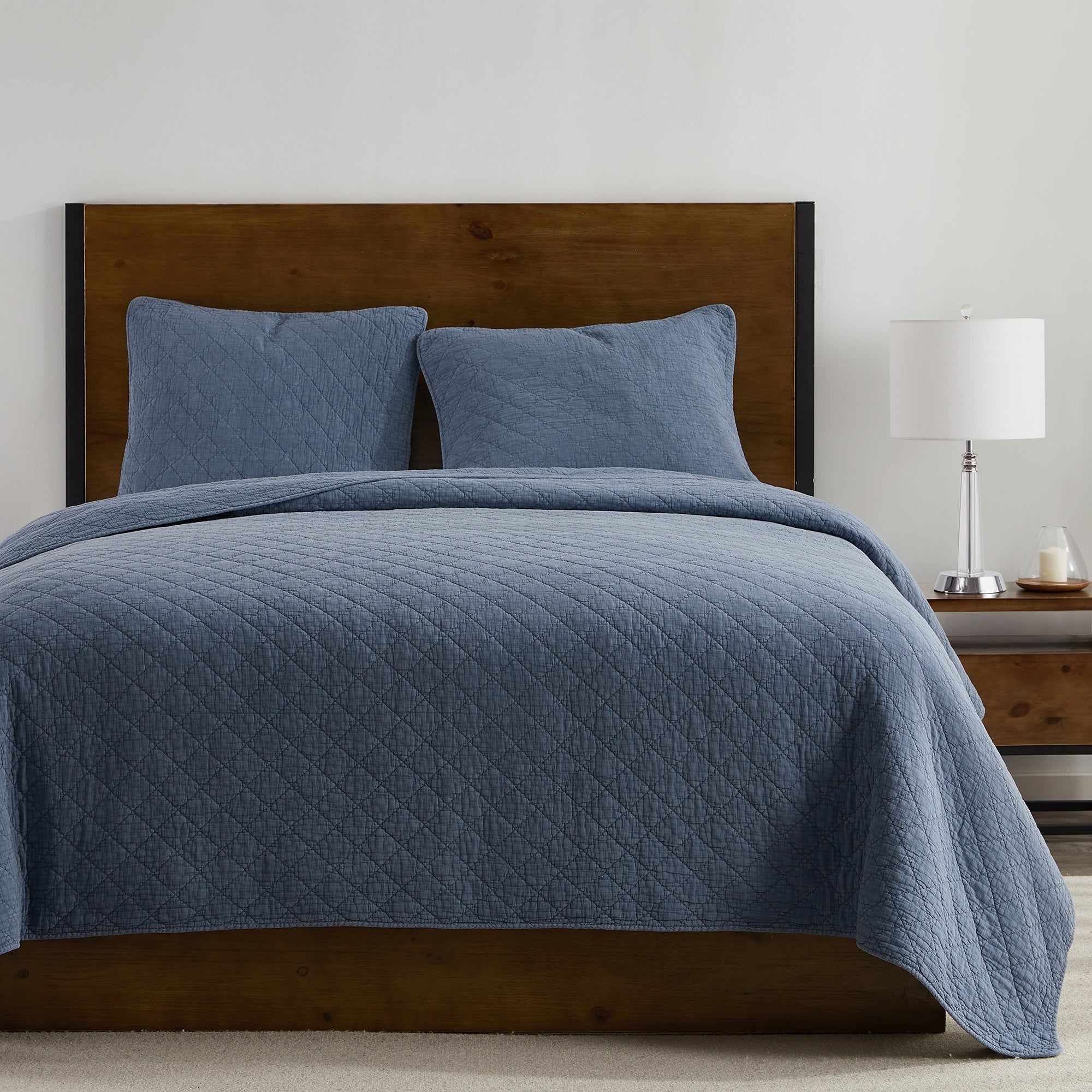 Cotton Gauze - King Stonewashed Quilt Set (Set of 3) - French Blue