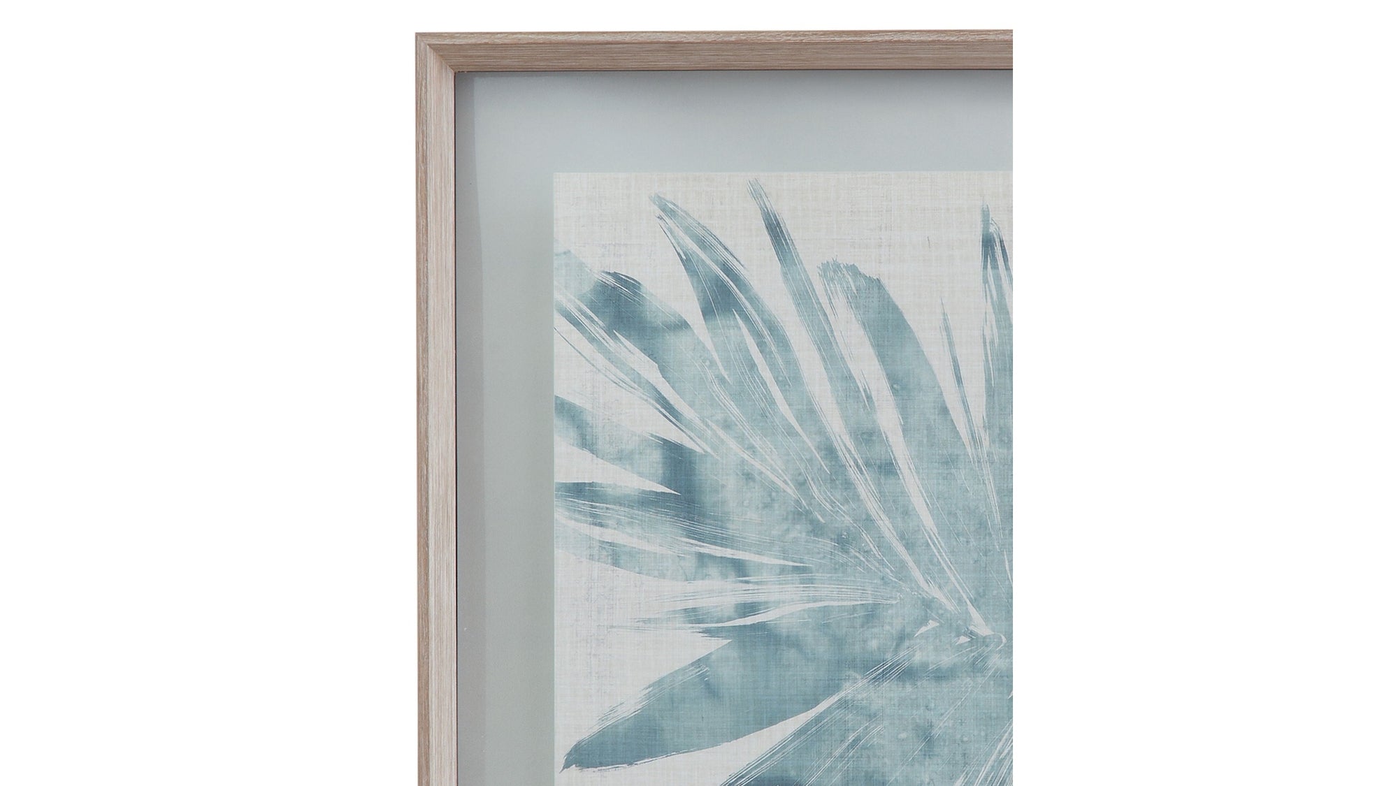Burlap Ocean Palm II Framed Print - Light Blue