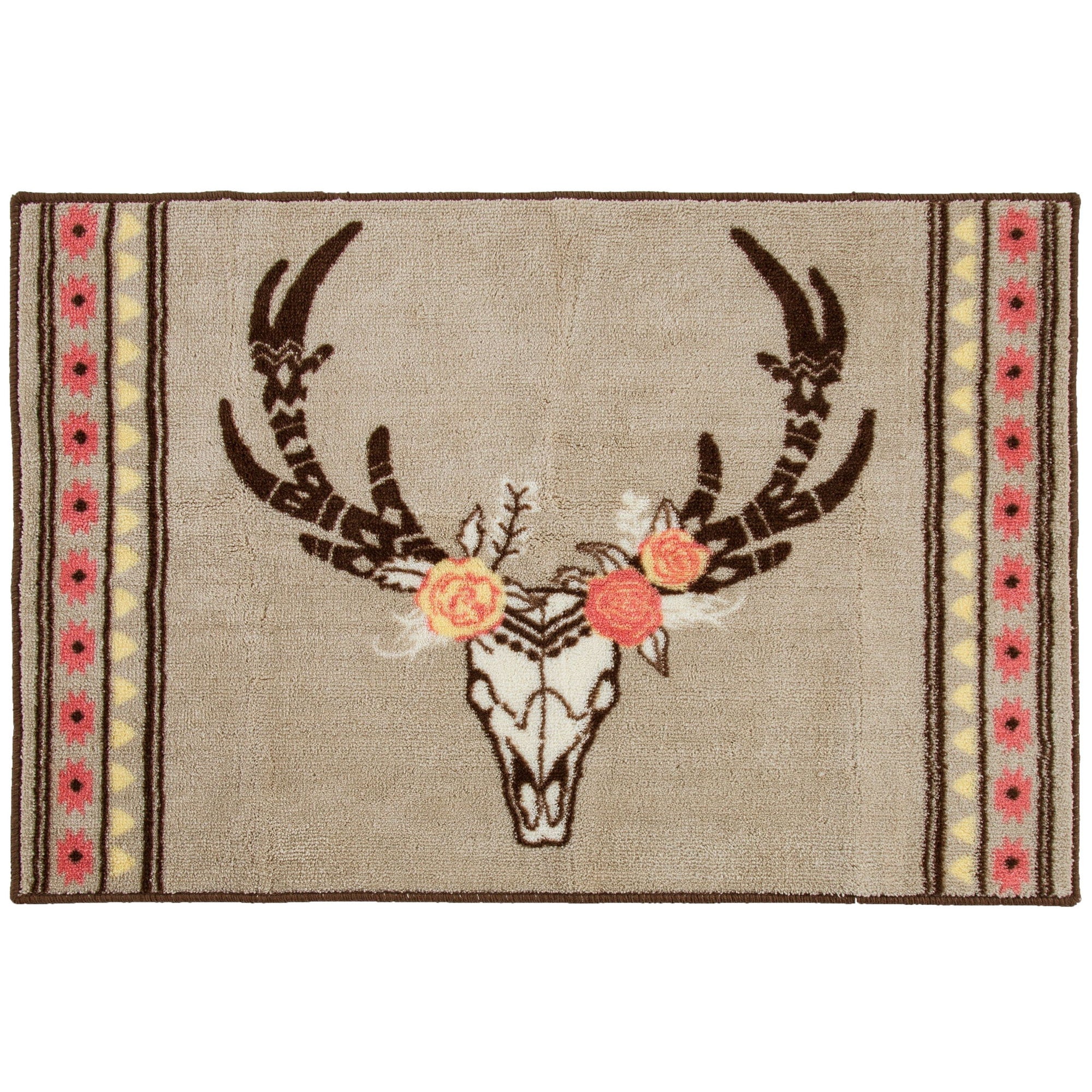 Desert Skull - Floral Rug 2 Per Carton - Cream / Tan / Pink