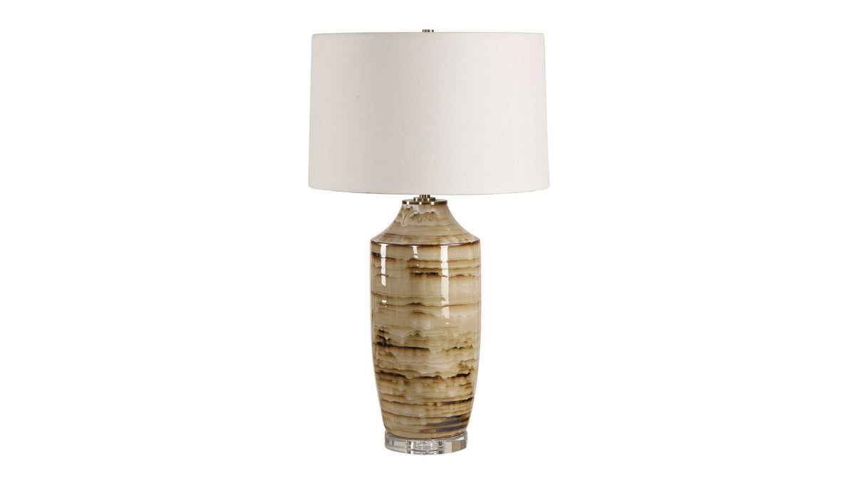 Schneider - Glazed Table Lamp - Brown / Beige