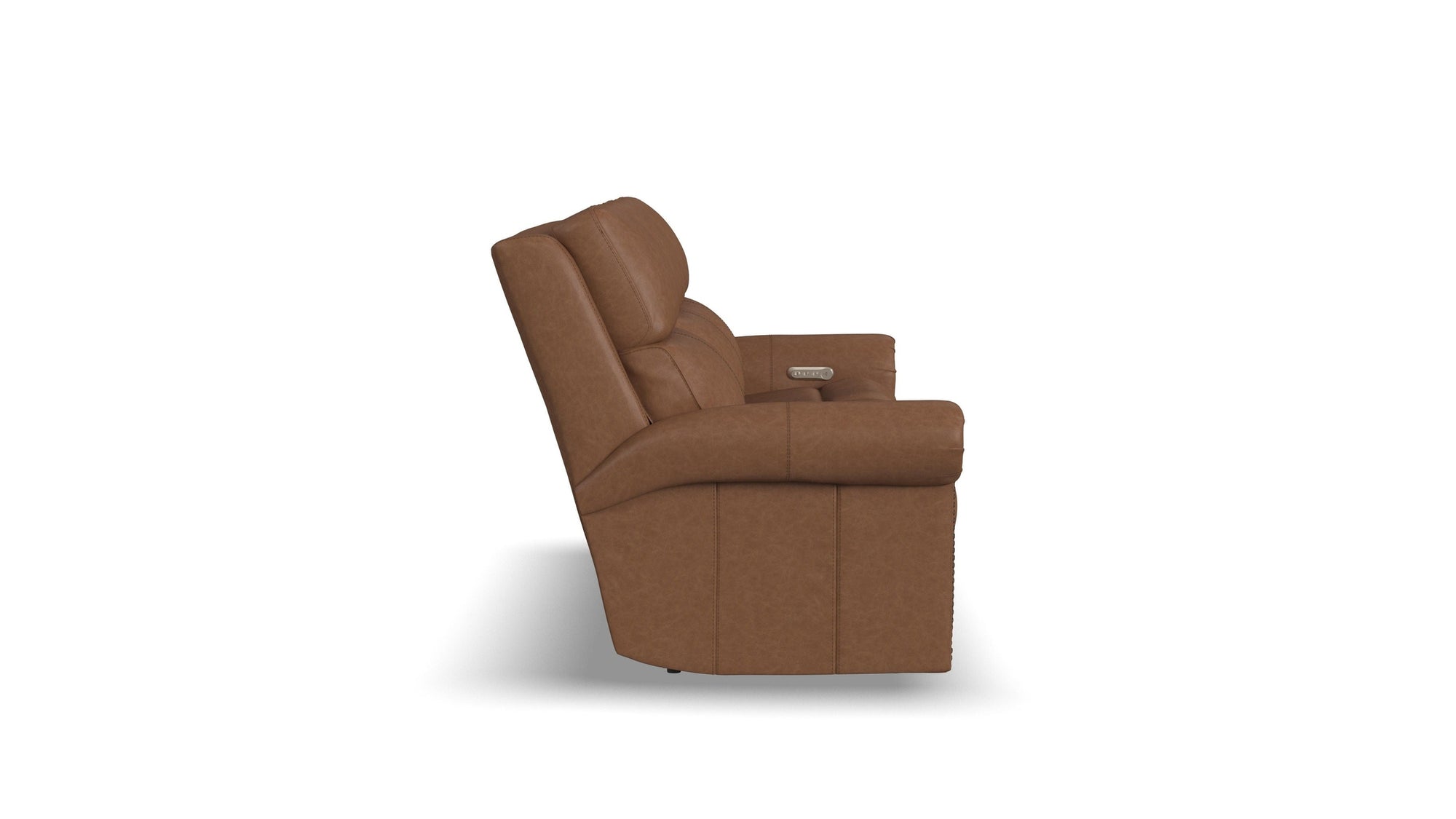 Bernard - Power Reclining Sofa With Console, Power Headrests & Lumbar, Nailhead Trim