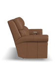 Bernard - Power Reclining Sofa With Console, Power Headrests & Lumbar, Nailhead Trim