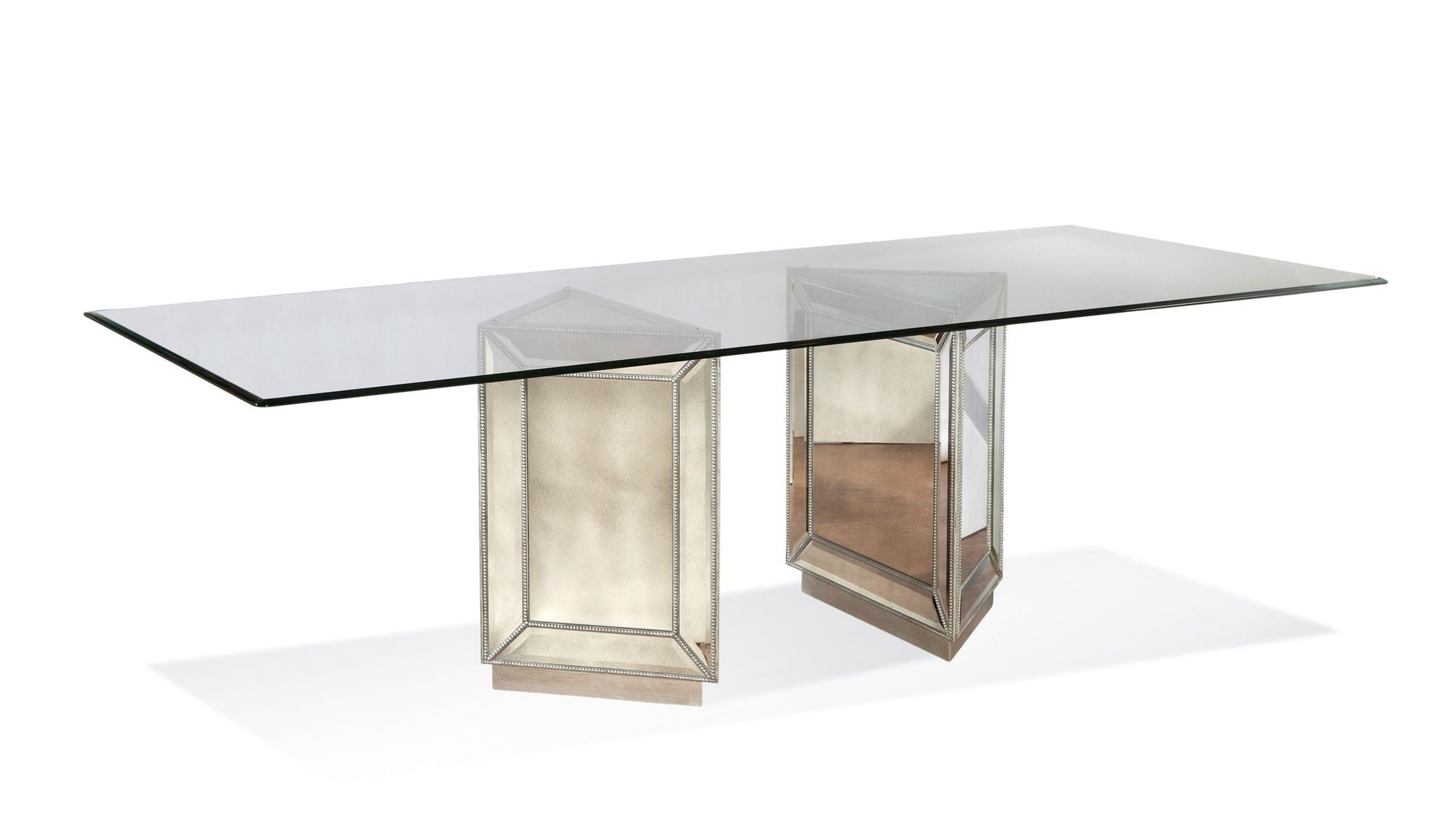Murano - Double Pedestal Table - Pearl Silver