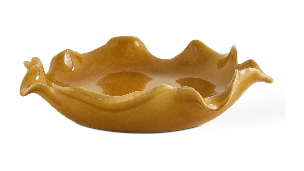 Golden Crest Ruffle - Indoor-Outdoor Bowl - Brown