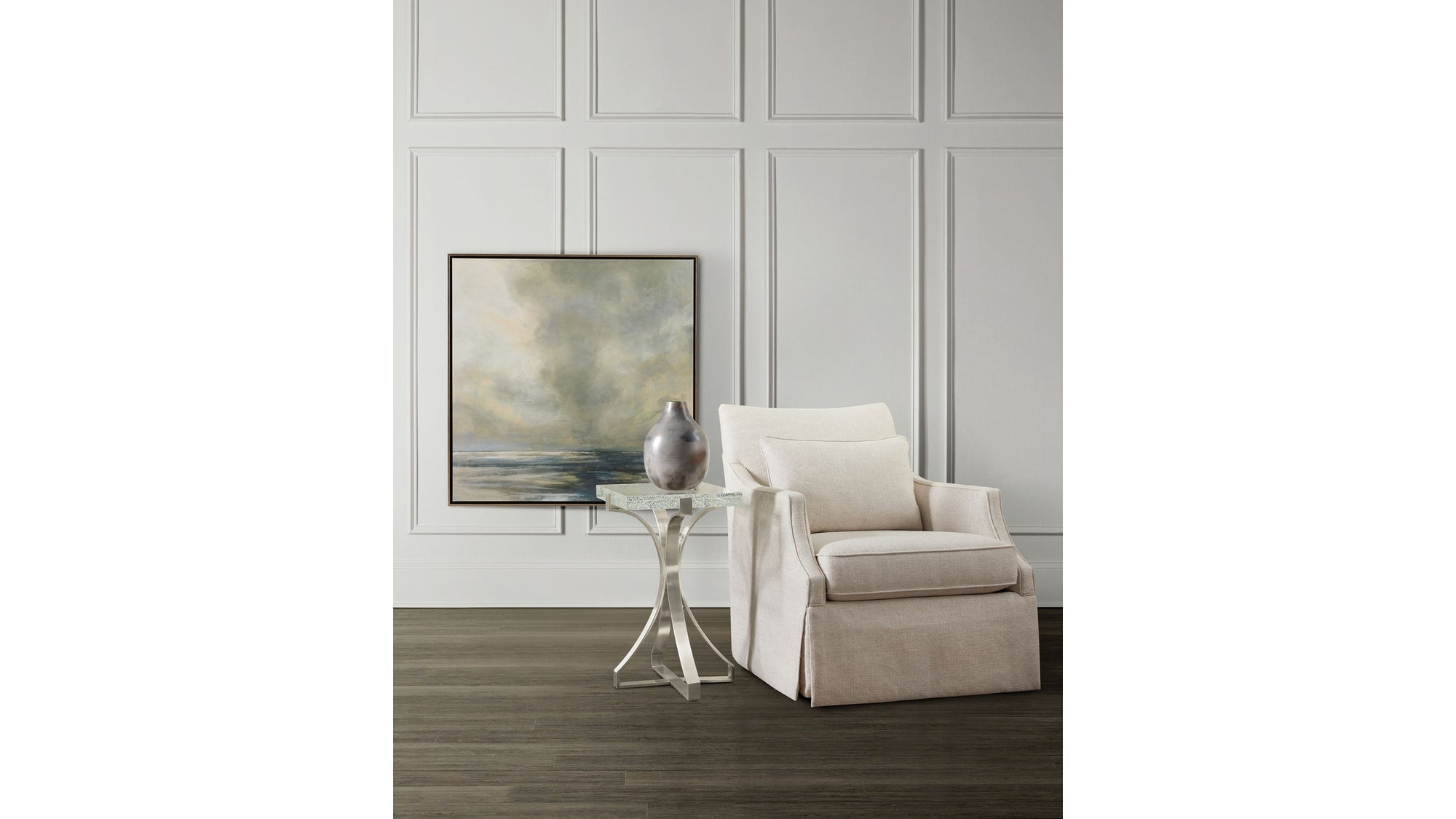 Melange - Bubble Glass Accent Table - Pearl Silver