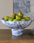 Indigo - Marble Pedestal Bowl - Blue,White