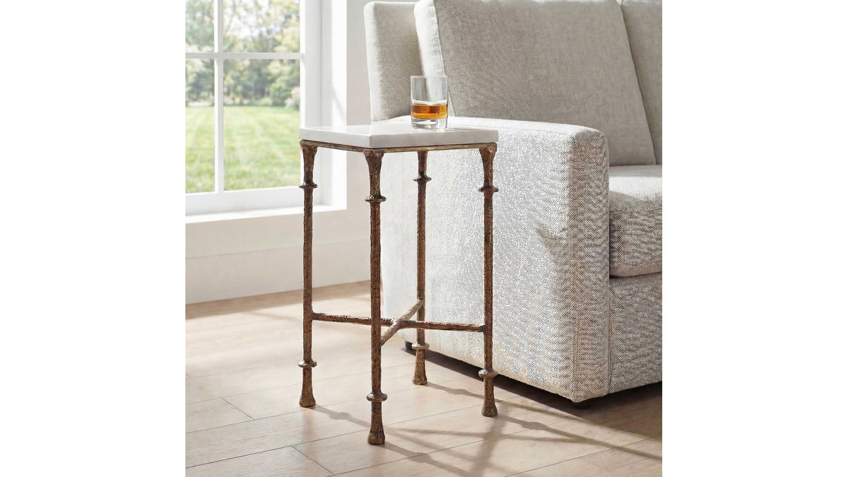 Penelope - Marble Accent Table - Brass / White