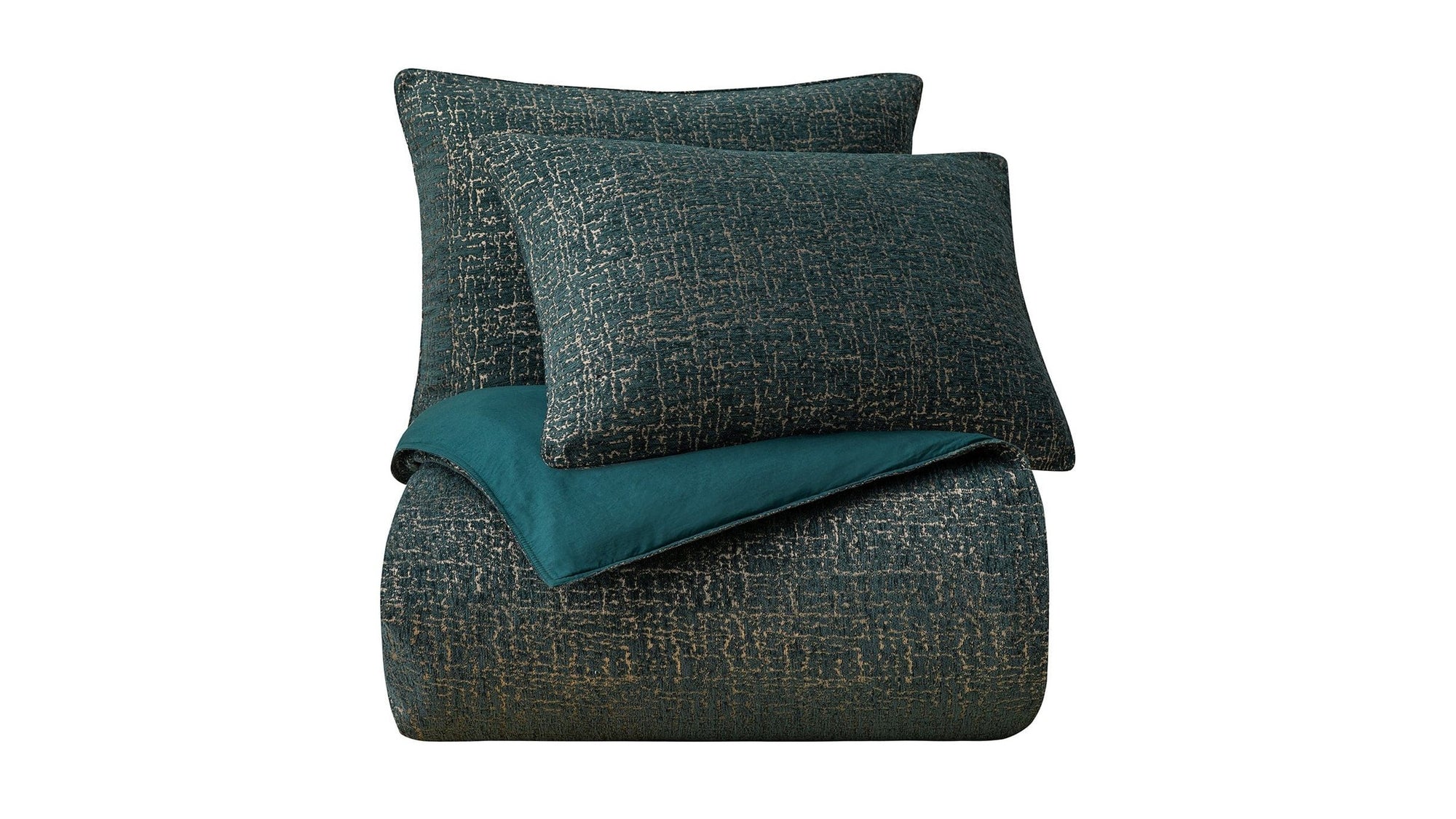 Hayworth - Queen Comforter Set Set of 3 - Deep Teal / Gold