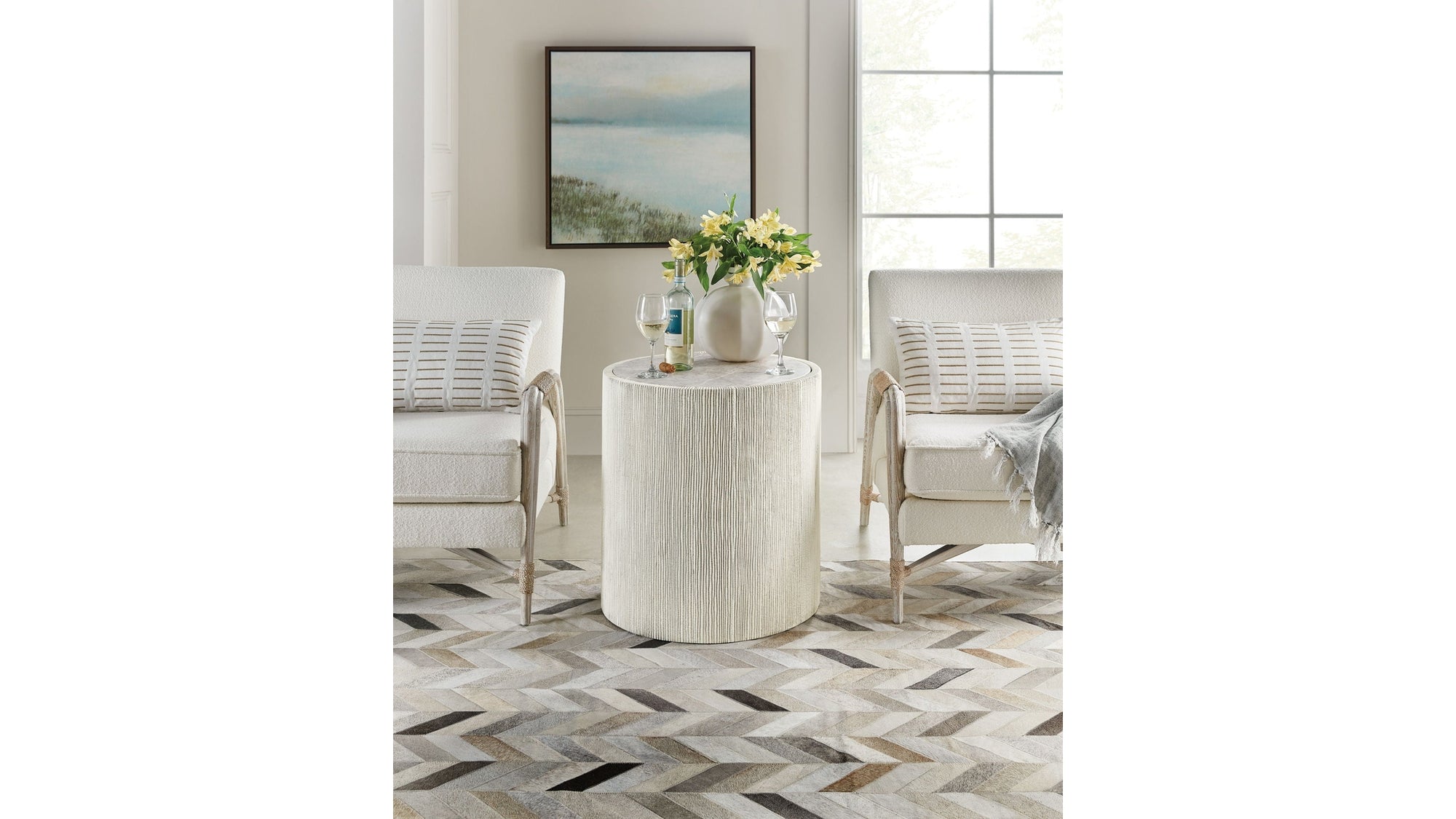 Serenity - Swale Round Side Table - White