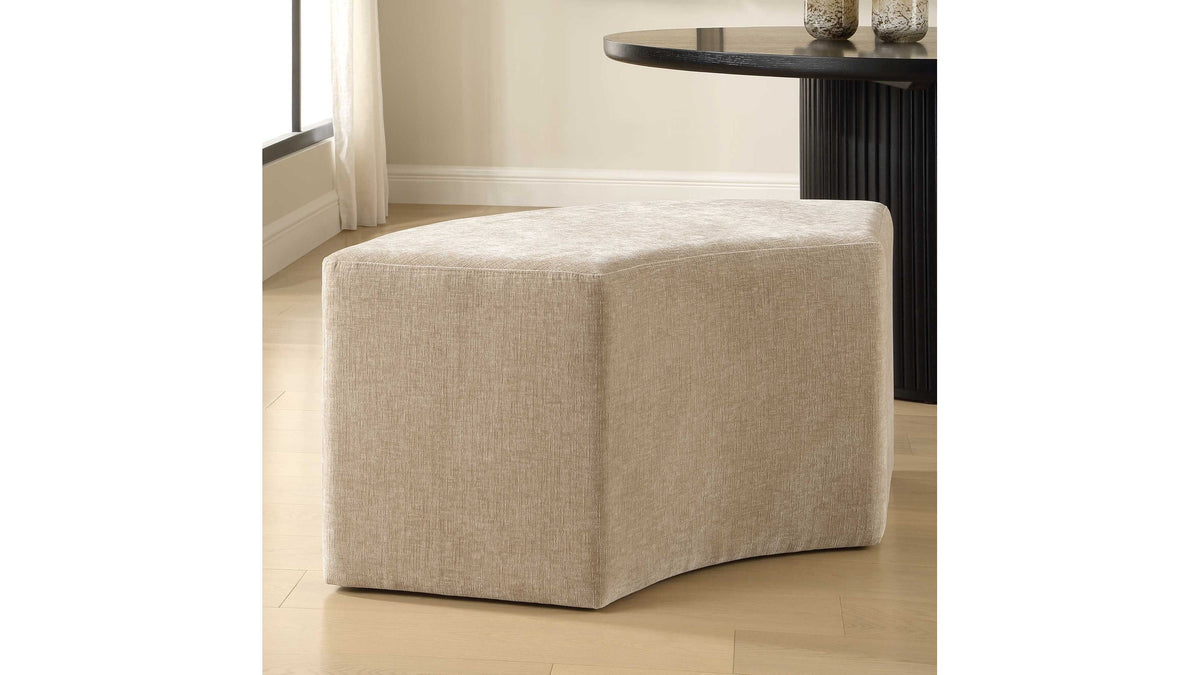 Khai - Rounded Plush Dining Bench - Brown