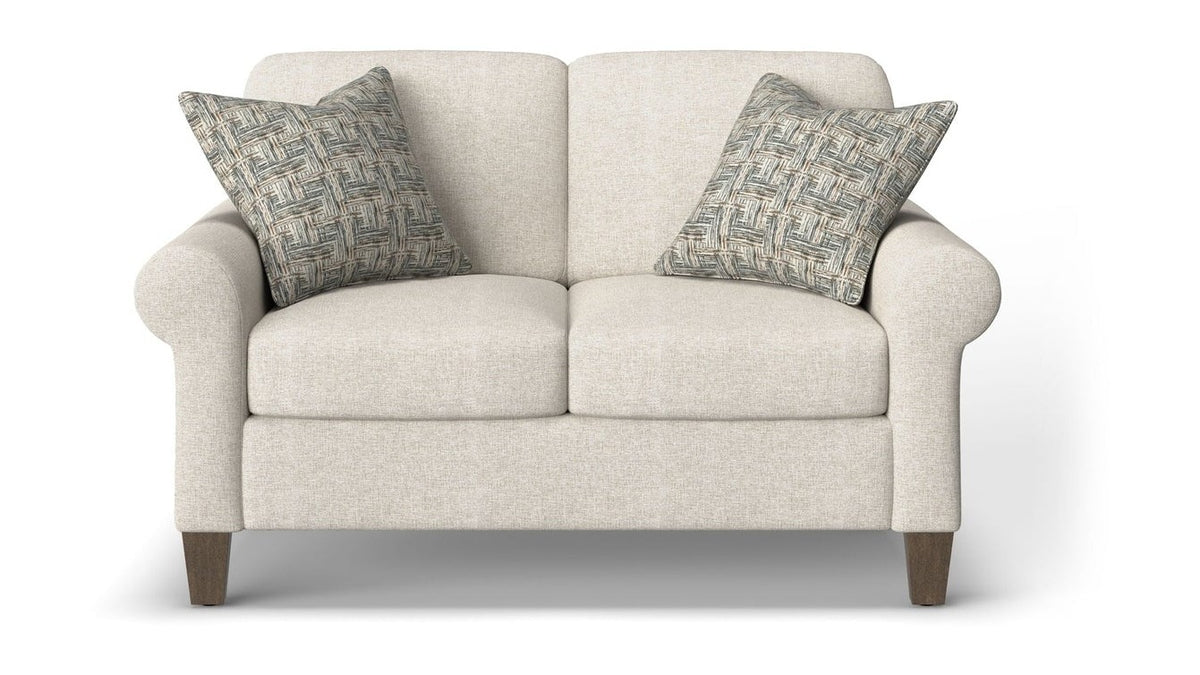 Moxy - Fabric Loveseat, Curved Sock Arms
