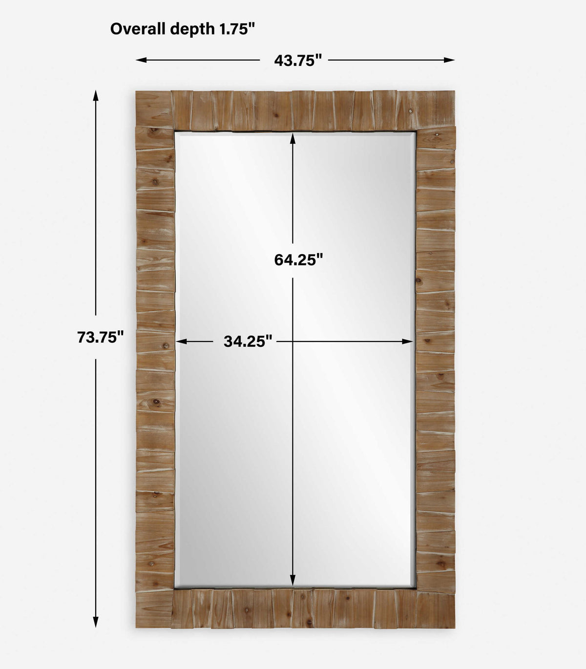 Ayanna - Wood Mirror - Gray Washed