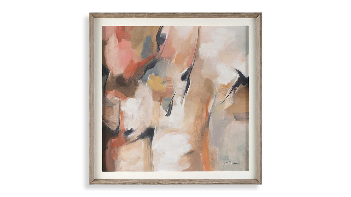 Uphill - Framed Abstract Print - Light Brown